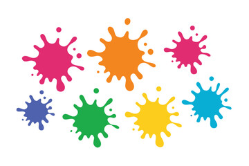 Fototapeta premium An assortment of vividly colored splatters arranged artistically against a crisp white backdrop showcases diversity