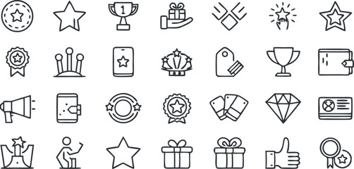 Awards & Achievements Icons Set – Trophy, Medal, Crown, Badge, Gift