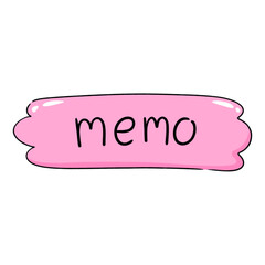 the word memo on pink label