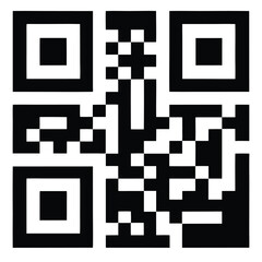 Black and white blocks form a QR code on an isolated white background