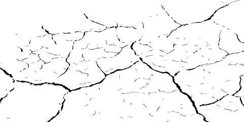 Vector background. Desert backdrop.The cracks texture white and black.Cracks in dry surface soil texture

