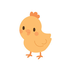 Yellow baby chick with small beak and bright eyes, drawn in playful cute style, great for Easter graphics, farm posters, and poultry themes.