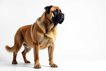Obraz premium Majestic mastiff, powerful stance, white background, portrait, breed, purebred