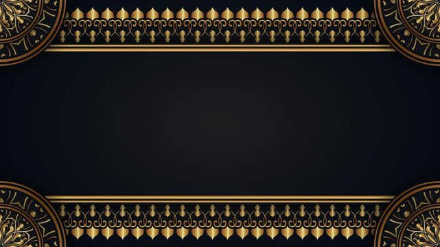 luxurious background animation with gold borders and rotating mandalas in each corner