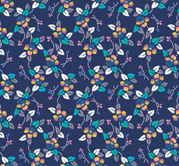 Japanese Flower Vine Vector Seamless Pattern
