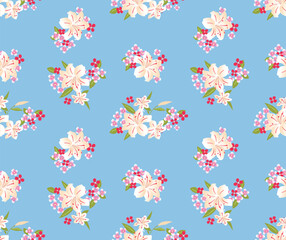 Japanese Pretty Bouquet Vector Seamless Pattern