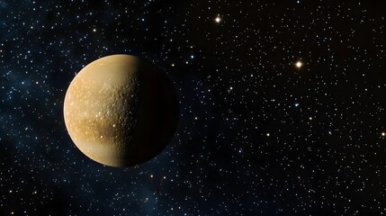 Fototapeta premium Celestial orb, golden hue, set against starry night.