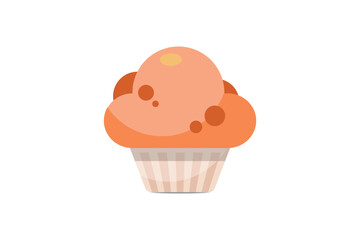 Muffin cake food with flat vector design on white background.