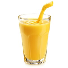 Mango Smoothie in Glass: A refreshing, vibrant mango smoothie in a glass with a straw, perfect for a healthy and delicious summer treat. The bright yellow color and smooth texture are inviting.
