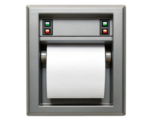 Receipt printer with blank paper roll on a transparent background