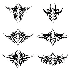 Black and white floral elements, Tattoo Vector Graphics