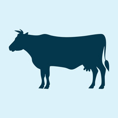 Simple Illustration of Farm Cow Silhouette