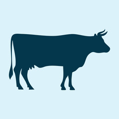 Black Silhouette of Standing Cow Vector