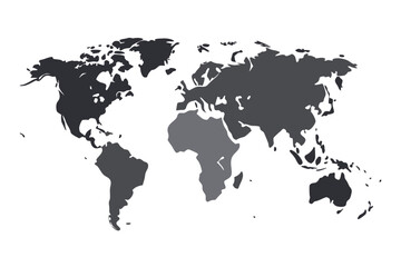 Illustrated earth shows continents outlined with muted gray color tones on a transparent background