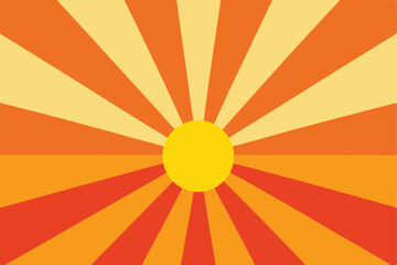 Rising sunlight illustration shows yellow circle with diverse shades of orange rays illuminating brightly