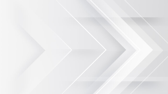 Elegant light grey white triangle arrow dynamic business office background. Stripes right pattern with halftone shadow. Digital smooth minimal geometric 3d Technology luxury design template Soft lines