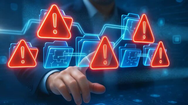 Multiple File Warning Alert with Digital Folder Error Notification in Cybersecurity System

