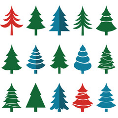 Christmas and New Year Magical green tree with so many holiday decorations isolated on white  background. Can be used easily for celebration cards or banner designs or for any other use.