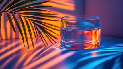 Glass of water, vibrant shadows