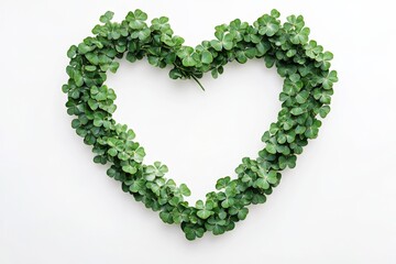 Heart-shaped clover wreath on white background (1)