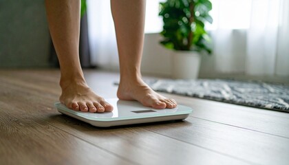 健康管理の第一歩：体重計に乗る足元