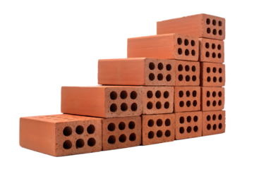 Staircase of bricks stacked against a black background construction material