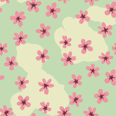 Daisy flower seamless pattern on blue background. Ditsy floral print with tiny chamomile great for fashion fabric, home decor textile and wallpaper. Vector