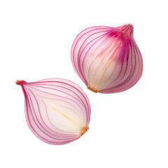 Red onion cut in half isolated on transparent background