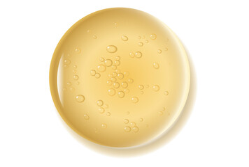 Serum-gel toner drop. Transparent liquid texture for skin care. Cosmetic product sample isolated on white background. Texture of glycerin gel.