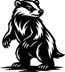 Badger vector black silhouette print design