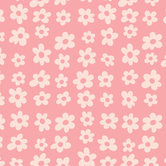 Daisy flower seamless pattern on blue background. Ditsy floral print with tiny chamomile great for fashion fabric, home decor textile and wallpaper. Vector