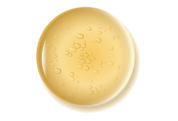 Serum-gel toner drop. Transparent liquid texture for skin care. Cosmetic product sample isolated on white background. Texture of glycerin gel.