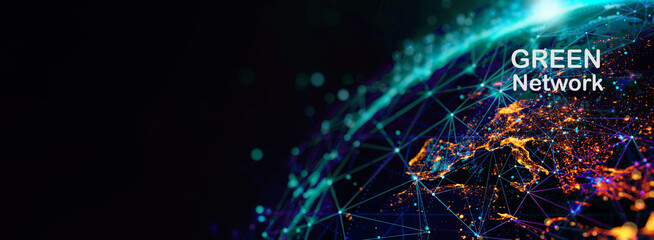 Green Global Network Visualization Over Europe