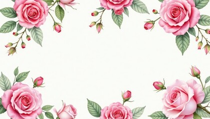 Delicate watercolor roses, leaves, and buds in pastel shades Seamless repeating pattern , floral design, romantic, seamless floral