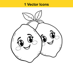 Obraz premium Cute Cartoon Lemons Coloring Page Illustration