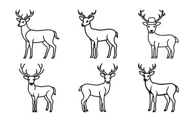 Attractive Deer Silhouette Vector Illustration of a Reindeer or Stag with They in Black and White on a White Background