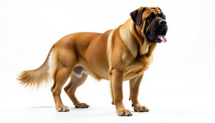 Obraz premium Majestic Mastiff, powerful stance, white background, strong, portrait