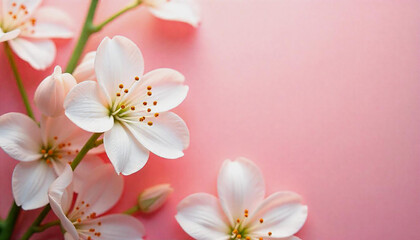 Delicate White Flowers on a Soft Pink Background