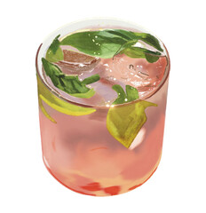 Basil Grapefruit Ade Juice Tea Vector Design
