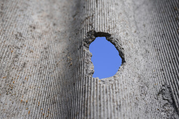 Old and very dangerous asbestos roof. Asbestos dust in the environment. Asbestos removal