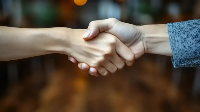 Two hands shaking in a friendly business agreement