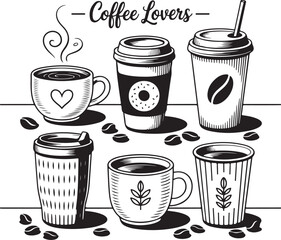 Black and White Coffee Cup Art – Steaming Espresso Trio Illustration"

"Minimalist Coffee Print – Stylish Hot Beverage Wall Art for Kitchen or Café"

"Artistic Coffee Cups with Steam – Monochrome Line