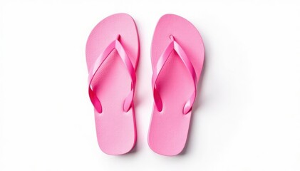 Pair of pink flip-flops isolated on pure white backdrop , comfort, light