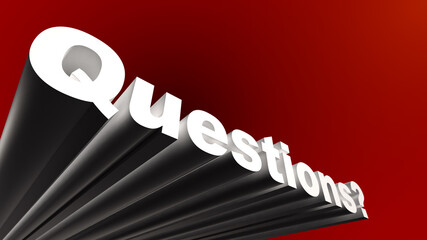 Bold 3D Questions Text Fun and Energetic question part of presentation red background