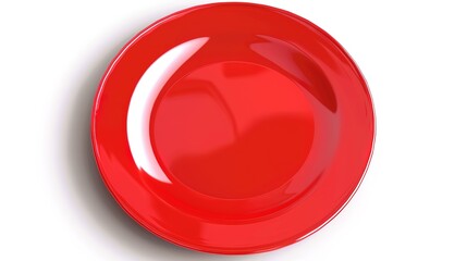 A bright red plate standing out on a pure white background, a simple yet eye - catching image created by generative AI. The red color of the plate is vivid and intense, contrasting sharply with the 