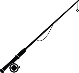 fishing rod with reel on white background  