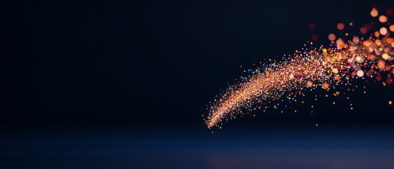 Luminous particles stream across a dark, smooth surface with bokeh effect