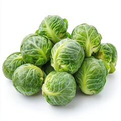 Fototapeta premium Fresh brussels sprouts stacked together for healthy meal preparation or cooking ideas in kitchen