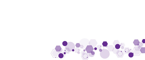 Geometric abstract background with soft purple hexagons. Computer network concept. Medical, technology or science design