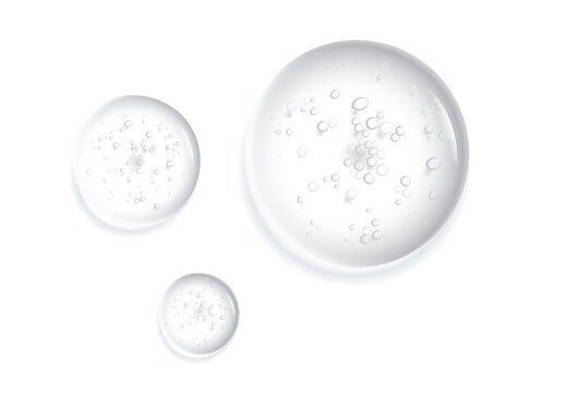 Gel serum texture. Clear skin care liquid drops. Cosmetic product swatch isolated on white background
